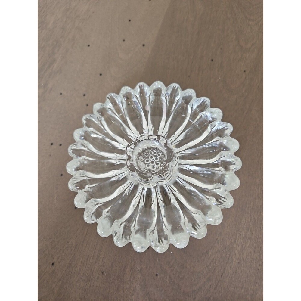 Vintage‎ Hazel Atlas Sunflower Candlestick Holders (4) Ribbed Petals 4.5”x1.25”